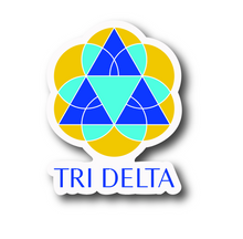 Load image into Gallery viewer, Sticker | DDD | Tri Delta Logo | Waterproof Vinyl Sticker | White | Clear | Permanent | Removable | Window Cling | Glitter | Holographic