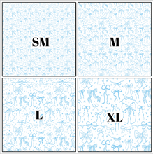 Load image into Gallery viewer, Printed Vinyl, HTV &amp; Waterslide Varied Blue Coquette Bows Patterns 12 x 12 inch sheet