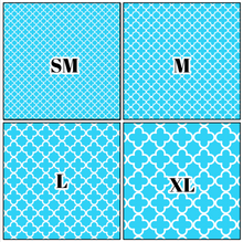 Load image into Gallery viewer, Printed Vinyl | Quatrefoil Blue | Permanent Removable Adhesive | Permanent Glitter Adhesive | HTV | Glitter HTV | 12 x 12 inches | ONE Sheet
