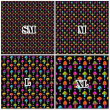 Load image into Gallery viewer, Printed Vinyl | Mod Mushrooms | Permanent Removable Adhesive | Permanent Glitter Adhesive | HTV | Glitter HTV | 12 x 12 inches | ONE Sheet