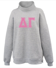 Load image into Gallery viewer, Mock Neck Sorority Greek Letters Oversized Heather Gray Sweatshirt Delta Gamma