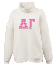 Load image into Gallery viewer, Mock Neck Sorority Greek Letters Oversized Cream Sweatshirt Delta Gamma