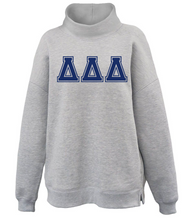 Load image into Gallery viewer, Mock Neck Sorority Greek Letters Oversized Heather Gray Sweatshirt Delta Delta Delta