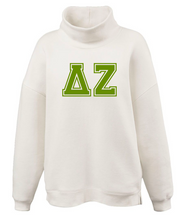 Load image into Gallery viewer, Mock Neck Sorority Greek Letters Oversized Cream Sweatshirt Delta Zeta