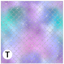 Load image into Gallery viewer, Printed HTV SPARKLING MERMAID SCALES Patterned Heat Transfer Vinyl 12 x 12 inch Sheet