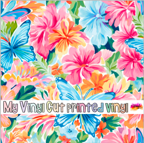 Printed Vinyl HTV & Waterslide Preppy Butterflies A Patterns 12 x 12 inch sheet