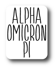 Load image into Gallery viewer, Sorority Sticker | Alpha Omicron Pi | AOP_J | Tall Skinny Stack Lettering | Waterproof Vinyl Sticker | Permanent (Copy)