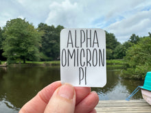 Load image into Gallery viewer, Sorority Sticker | Alpha Omicron Pi | AOP_J | Tall Skinny Stack Lettering | Waterproof Vinyl Sticker | Permanent (Copy)