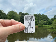 Load image into Gallery viewer, Sorority Sticker | Alpha Xi Delta | AXID_J | Tall Skinny Stack Lettering | Waterproof Vinyl Sticker | Permanent