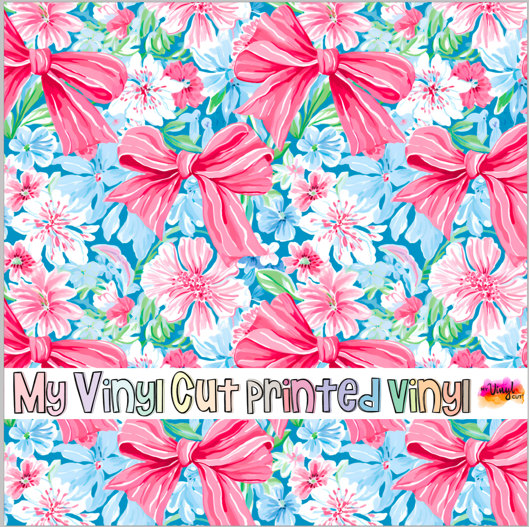 Printed Vinyl HTV & Waterslide Preppy Bows B Patterns 12 x 12 inch sheet