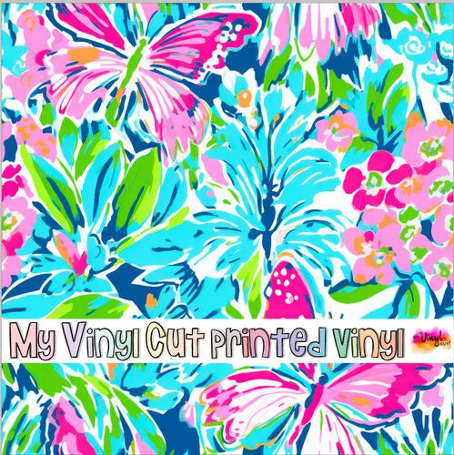 Printed Vinyl HTV & Waterslide Preppy Butterflies C Patterns 12 x 12 inch sheet