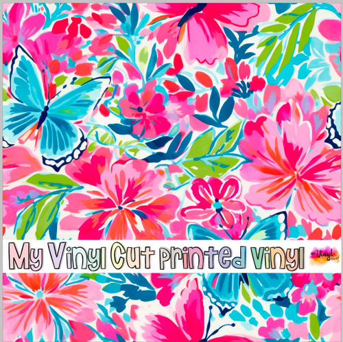 Printed Vinyl HTV & Waterslide Preppy Butterflies D Patterns 12 x 12 inch sheet
