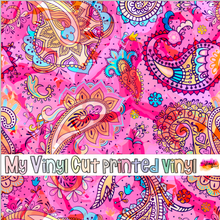 Load image into Gallery viewer, Printed Vinyl, HTV &amp; Waterslide Bright Paisley Patterns 12 x 12 inch sheet