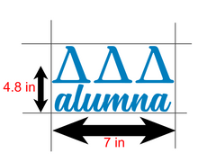 Load image into Gallery viewer, DDD Alumna | Delta Delta Delta | Vinyl Decal | Car Decal | Laptop Decal | Transfer Decal |