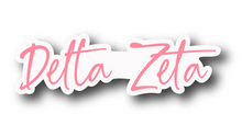 Load image into Gallery viewer, Sticker | DZ_D | Delta Zeta Signature | Waterproof Vinyl Sticker | White | Clear | Permanent | Removable | Window Cling | Glitter | Holographic
