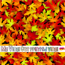 Load image into Gallery viewer, Printed Vinyl | D Fall Maple Leaves | Permanent Removable Adhesive | Permanent Glitter Adhesive | HTV | Glitter HTV | 12 x 12 inches | ONE Sheet