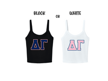 Load image into Gallery viewer, Crop Top Tank Delta Gamma Greek Letters Available in Black or White