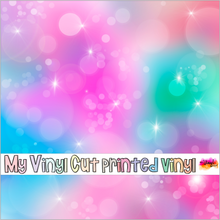 Load image into Gallery viewer, Printed Vinyl | Unicorn Bokeh G | Permanent Removable Adhesive | Permanent Glitter Adhesive | HTV | Glitter HTV | 12 x 12 inches | ONE Sheet