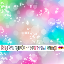Load image into Gallery viewer, Printed Vinyl | Unicorn Bokeh I | Permanent Removable Adhesive | Permanent Glitter Adhesive | HTV | Glitter HTV | 12 x 12 inches | ONE Sheet