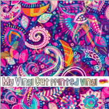 Load image into Gallery viewer, Printed Vinyl, HTV &amp; Waterslide Purple Paisley Patterns 12 x 12 inch sheet
