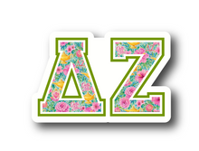Load image into Gallery viewer, Sticker | DZ_G | Delta Zeta | Waterproof Vinyl Sticker | White | Clear | Permanent | Removable | Window Cling | Glitter | Holographic