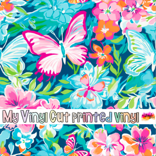 Printed Vinyl HTV & Waterslide Preppy Butterflies E Patterns 12 x 12 inch sheet