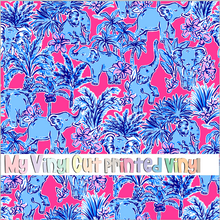 Load image into Gallery viewer, Printed Vinyl &amp; HTV Elephant Jungle Blue Pattern 12 x 12 inch sheet