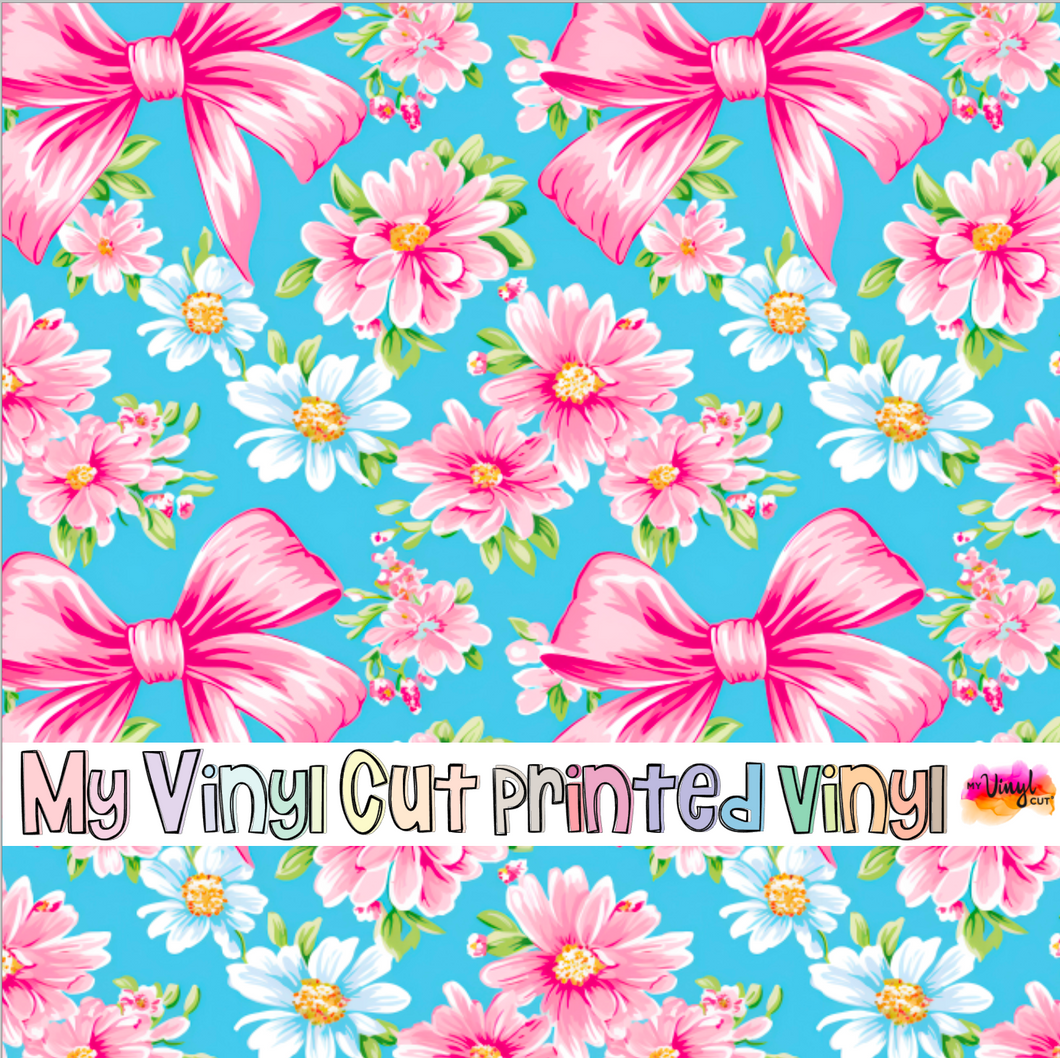 Printed Vinyl HTV & Waterslide Preppy Bows F Patterns 12 x 12 inch sheet