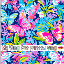 Load image into Gallery viewer, Printed Vinyl HTV &amp; Waterslide Preppy Butterflies F Patterns 12 x 12 inch sheet