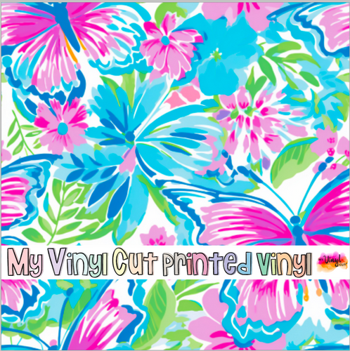 Printed Vinyl HTV & Waterslide Preppy Butterflies G Patterns 12 x 12 inch sheet