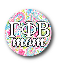 Load image into Gallery viewer, Gamma Phi Beta Mom Paisley2 Pin Back Button