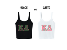 Load image into Gallery viewer, Crop Top Tank Kappa Delta Greek Letters Available in Black or White