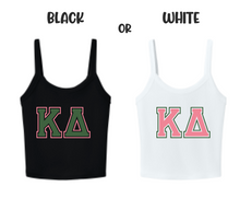 Load image into Gallery viewer, Crop Top Tank Kappa Delta Greek Letters Available in Black or White