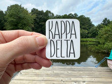 Load image into Gallery viewer, Sorority Sticker | Kappa Delta | KD_J | Tall Skinny Stack Lettering | Waterproof Vinyl Sticker | Permanent