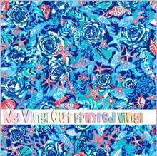 Load image into Gallery viewer, Printed Vinyl &amp; HTV Lobster Blue Pattern 12 x 12 inch sheet