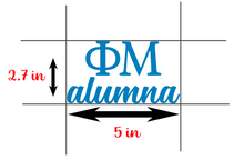 Load image into Gallery viewer, PM | Phi Mu Alumna | Greek Letters | Vinyl Decal | Car Decal | Laptop Decal | Transfer Decal
