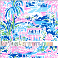 Load image into Gallery viewer, Printed Vinyl &amp; HTV Preppy Beach House O Pattern 12 x 12 inch sheet