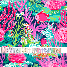 Load image into Gallery viewer, Printed Vinyl &amp; HTV Preppy Coral B Pattern 12 x 12 inch sheet