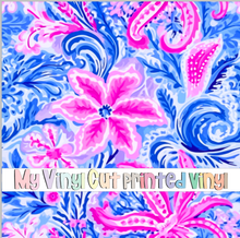 Load image into Gallery viewer, Printed Vinyl &amp; HTV Preppy Coral F Pattern 12 x 12 inch sheet
