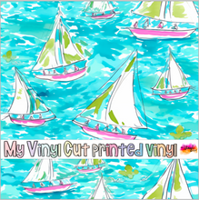Load image into Gallery viewer, Printed Vinyl &amp; HTV Sailboat D Pattern 12 x 12 inch sheet
