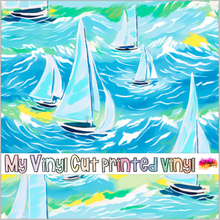 Load image into Gallery viewer, Printed Vinyl &amp; HTV Sailboat H Pattern 12 x 12 inch sheet