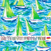Load image into Gallery viewer, Printed Vinyl &amp; HTV Sailboat J Pattern 12 x 12 inch sheet