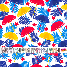 Load image into Gallery viewer, Printed Vinyl | Summer J | Permanent Removable Adhesive | Permanent Glitter Adhesive | HTV | Glitter HTV | 12 x 12 inches | ONE Sheet