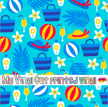 Load image into Gallery viewer, Printed Vinyl | Summer K | Permanent Removable Adhesive | Permanent Glitter Adhesive | HTV | Glitter HTV | 12 x 12 inches | ONE Sheet