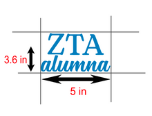 Load image into Gallery viewer, ZTA Alumna | Zeta Tau Alpha | Vinyl Decal | Car Decal | Laptop Decal | Transfer Decal |