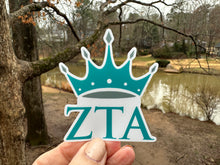 Load image into Gallery viewer, Sticker | ZTA | Zeta Tau Alpha Logo | Waterproof Vinyl Sticker | White | Clear | Permanent | Removable | Window Cling | Glitter | Holographic (Copy)
