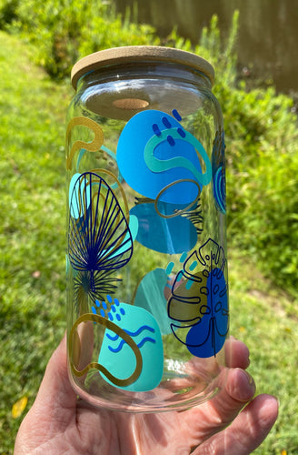 Drinkware 16 oz Clear Glass Soda Can Shaped Drinking Glass with Vinyl Designs