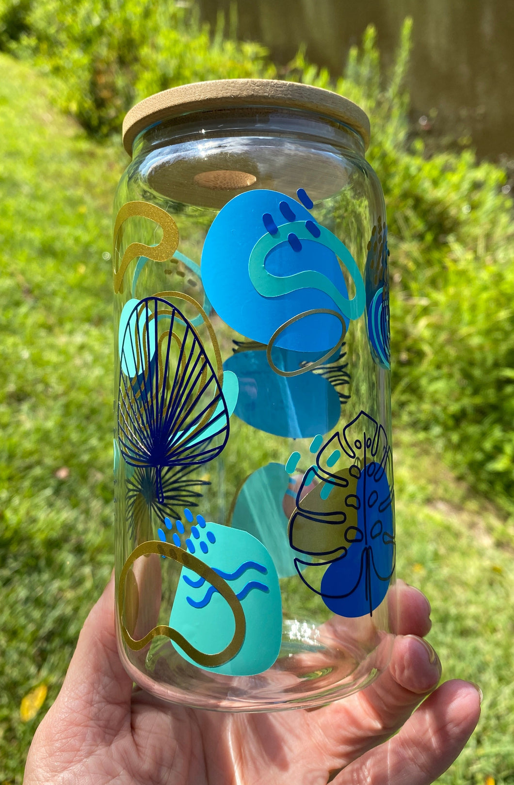 Drinkware 16 oz Clear Glass Soda Can Shaped Drinking Glass with Vinyl Designs