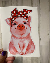 Load image into Gallery viewer, Sticker | 24L | Pink Pig with Bandana | Waterproof Vinyl Sticker | White | Clear | Permanent | Removable | Window Cling | Glitter | Holographic