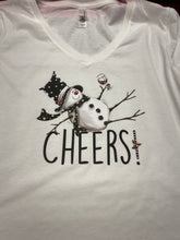 Load image into Gallery viewer, T Shirt My Vinyl Cut brand Cheers! Winter Tipsy Snowman